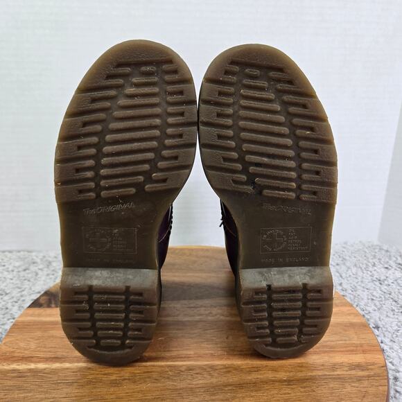 Vtg Dr. Martens Made in England 1460 Purple Leather Trench Combat Boot UK 3 US 5 - Picture 10 of 15